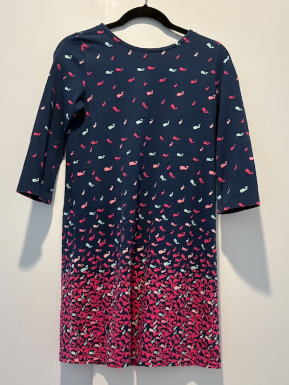 Vineyard Vines Girls Whale Print Shift Dress Navy Pink Size 14 Large